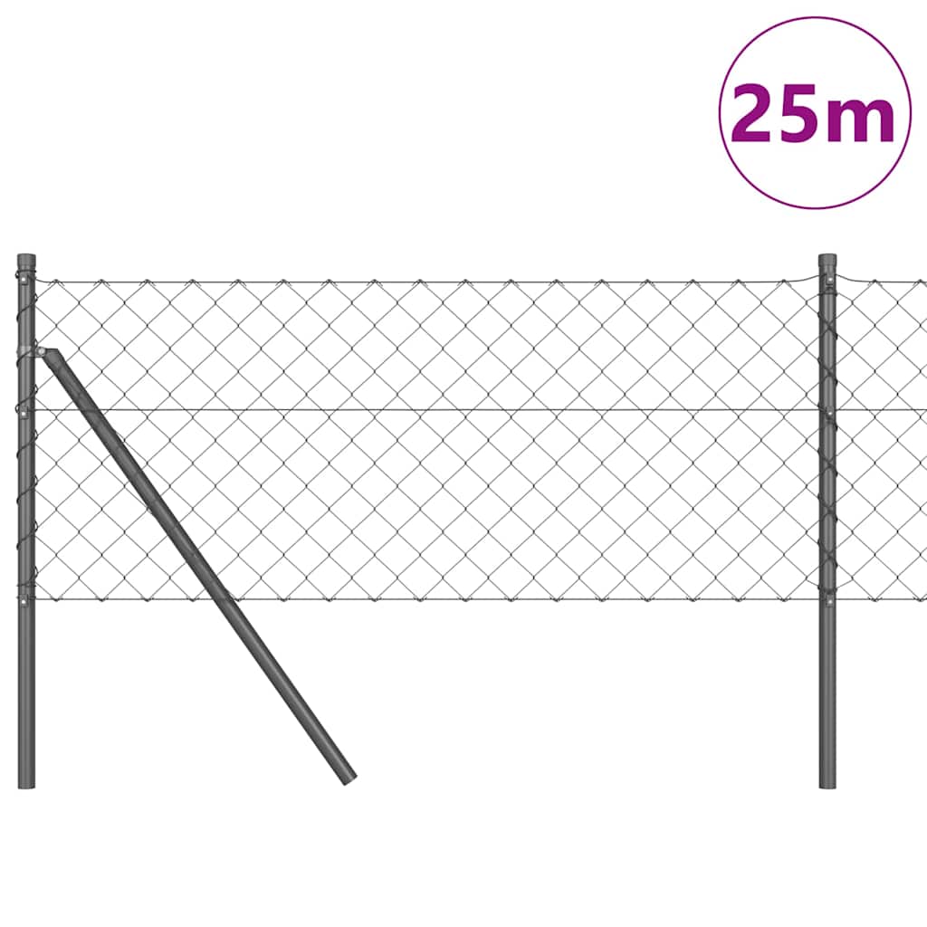 Bodenmontierter Maschendrahtzaun 25 x 0,6 m Grau Netz
