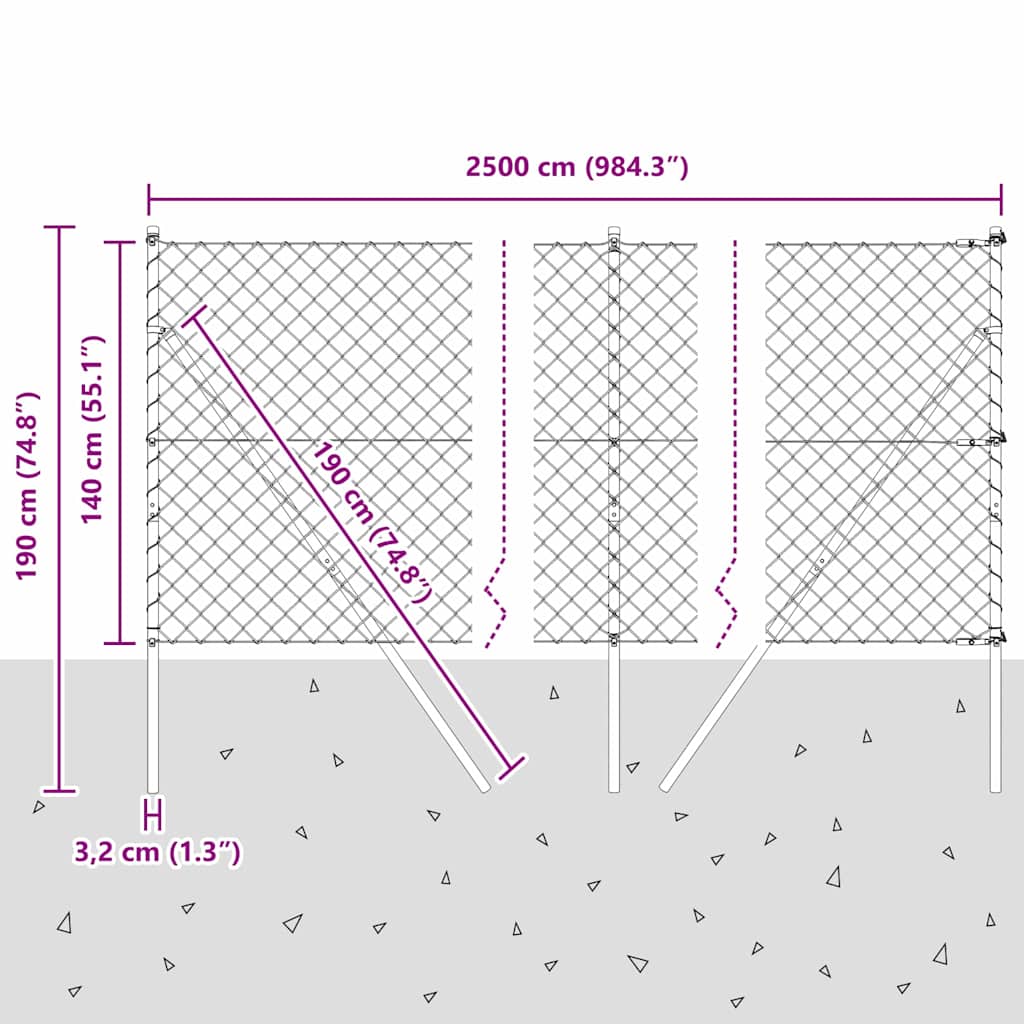 Ground Fix Geschweißter Drahtzaun 25 x 1,4 m (B x H)