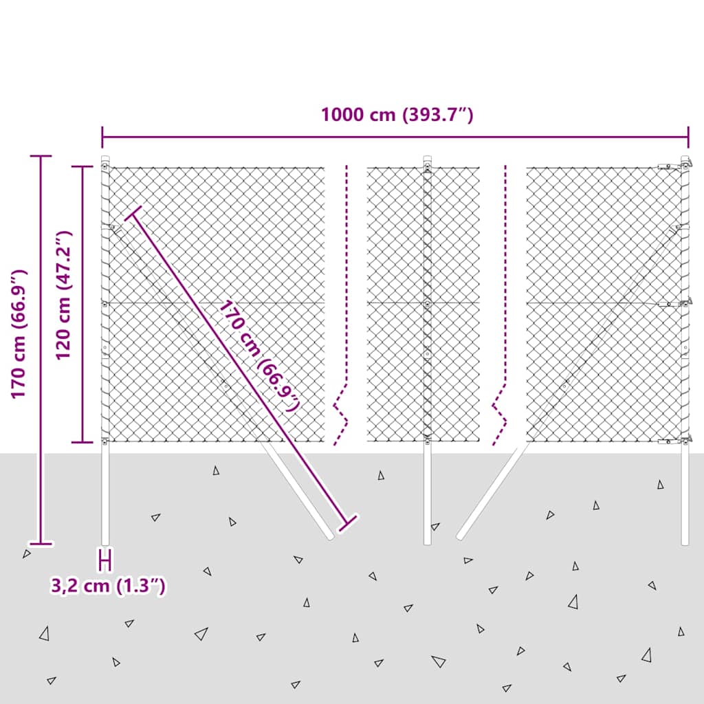 Ground Fix Geschweißter Drahtzaun 10 x 1,2 m (B x H)