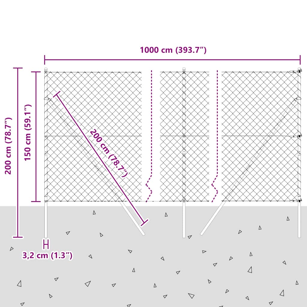 Ground Fix Geschweißter Drahtzaun 10 x 1,5 m (B x H)