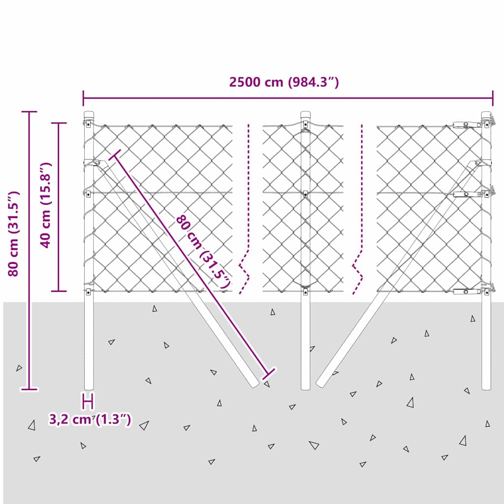 Ground Fix Geschweißter Drahtzaun 25 x 0,4 m (B x H)