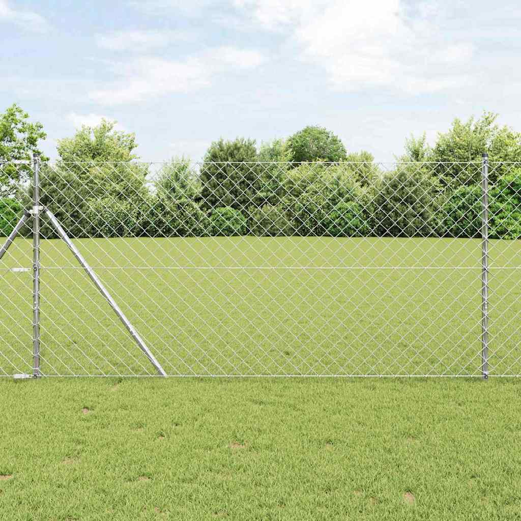 Bodenmontierter Maschendrahtzaun 25 x 1 m Verzinkter Stahl Netz