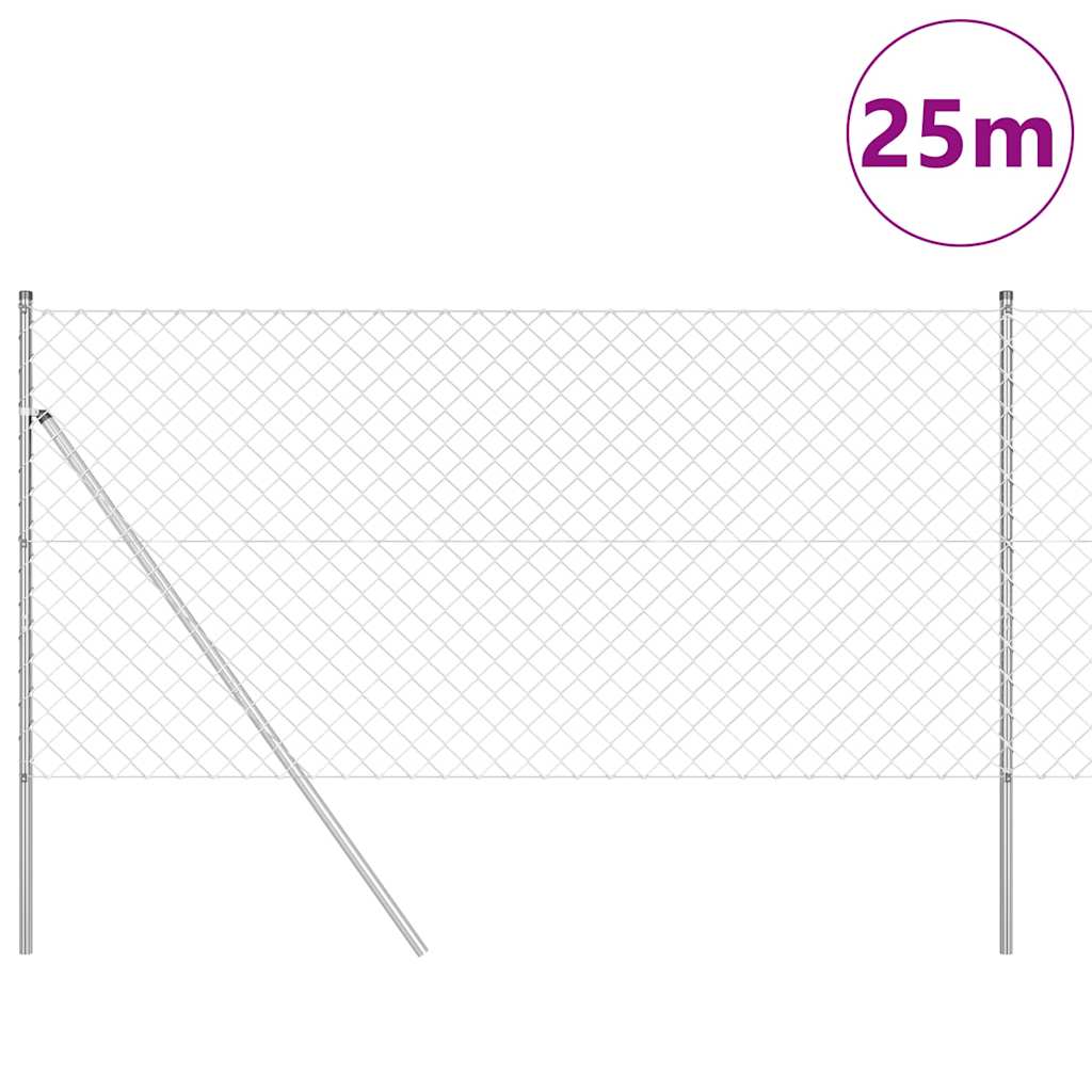 Bodenmontierter Maschendrahtzaun 25 x 1 m Verzinkter Stahl Netz
