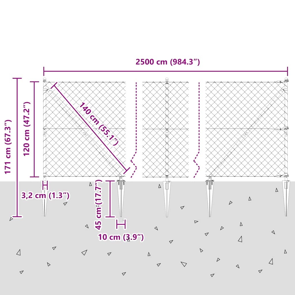 Maschendrahtzaun mit Stacheln 25 x 1,2 m Grün Netz