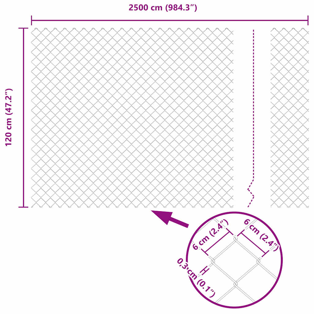 Maschendrahtzaun mit Stacheln 25 x 1,2 m Grün Netz