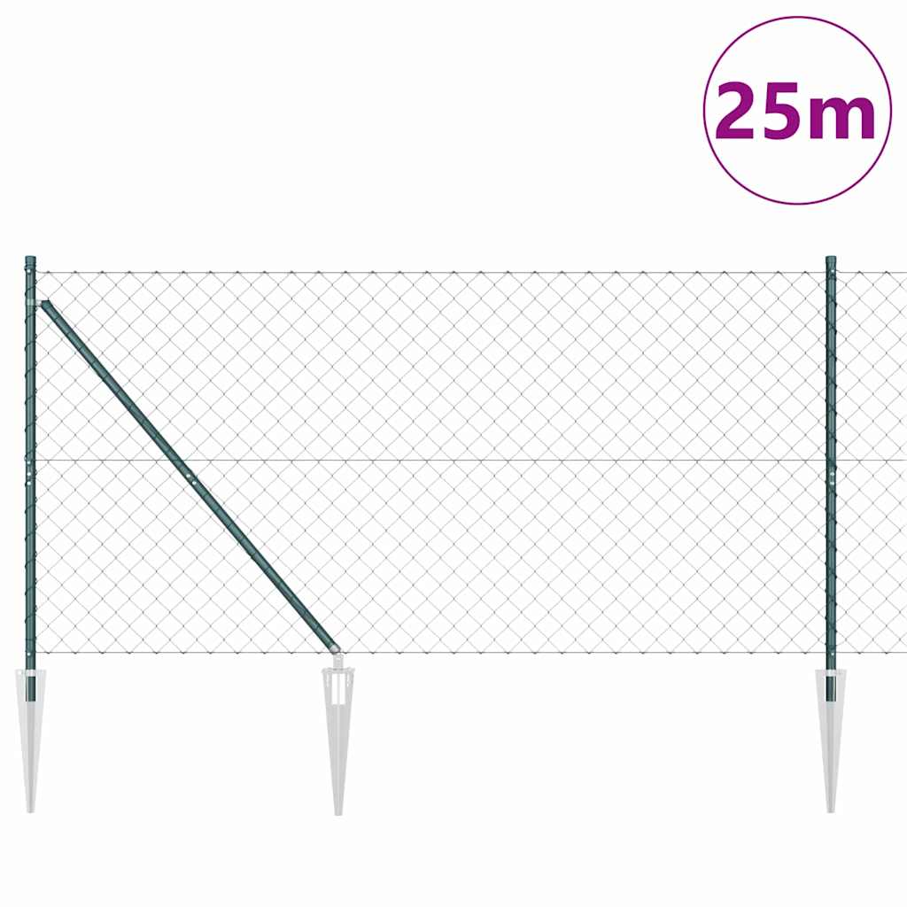 Maschendrahtzaun mit Stacheln 25 x 1,2 m Grün Netz
