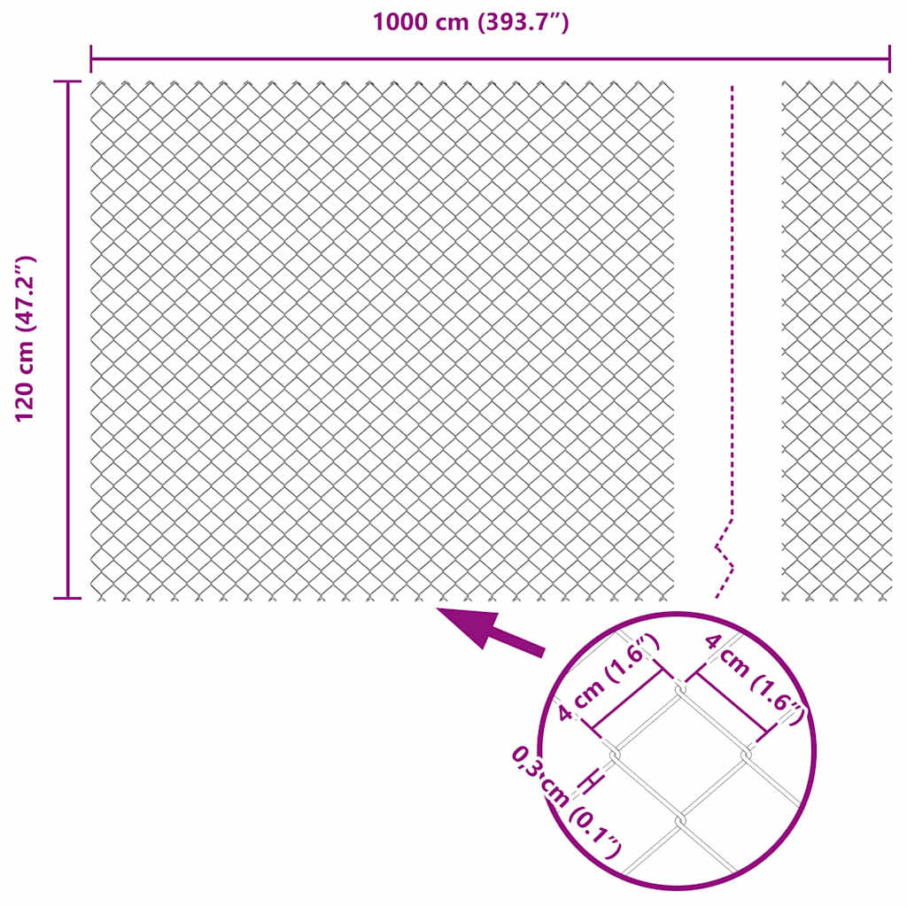 Schweißdrahtzaun mit Spikes 10 x 1,2 m (B x H)