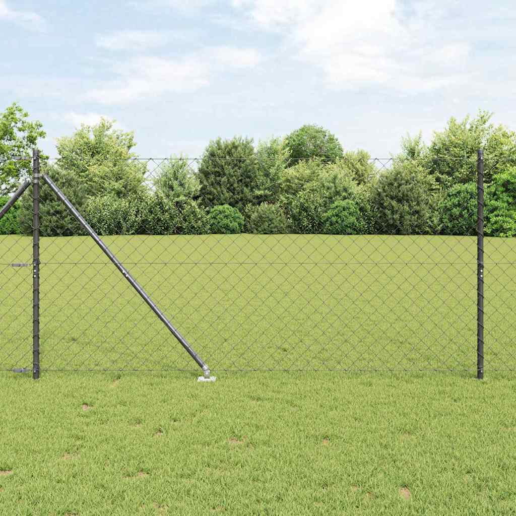 Maschendrahtzaun mit Stacheln 10 x 1,2 m Grau Netz