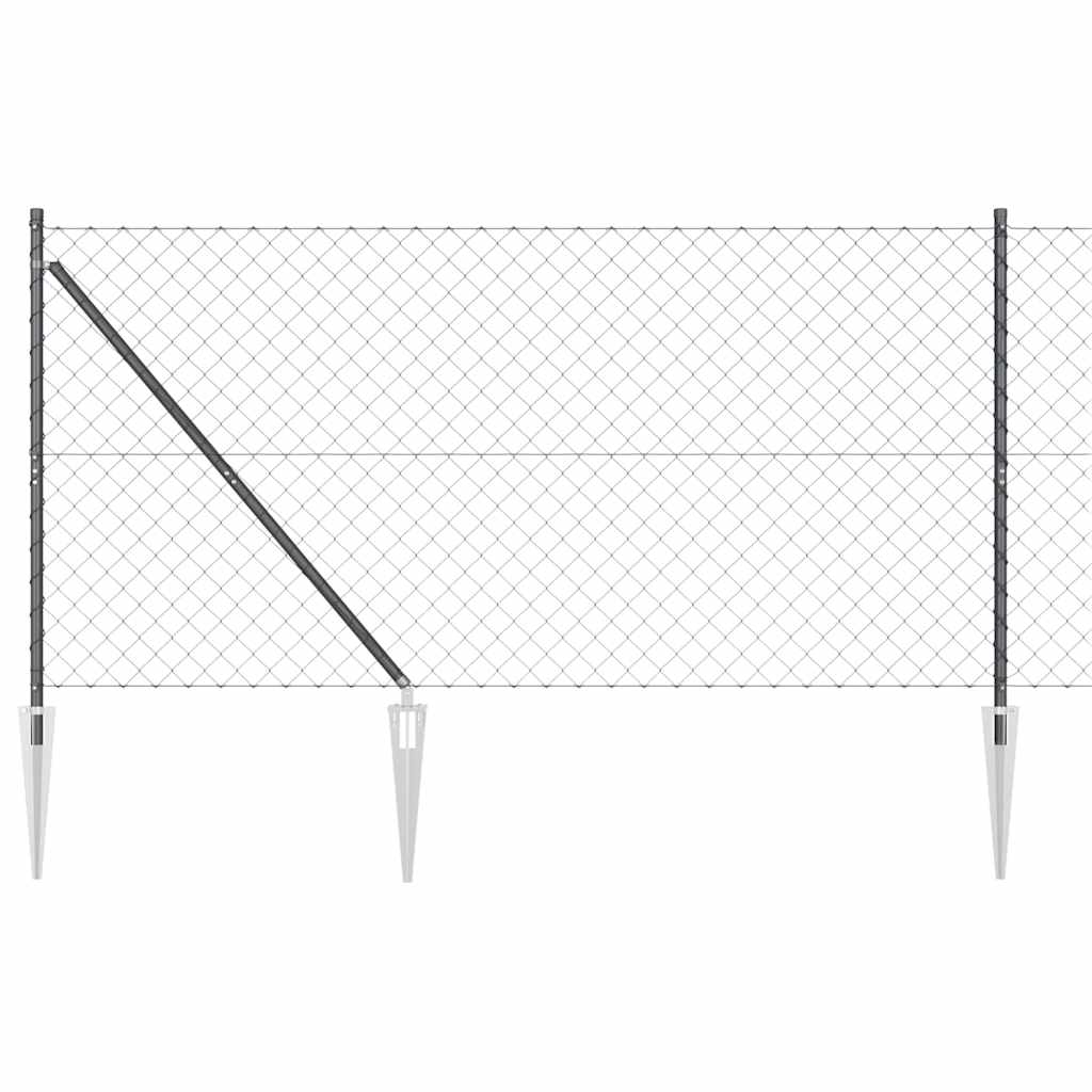 Maschendrahtzaun mit Stacheln 10 x 1,2 m Grau Netz