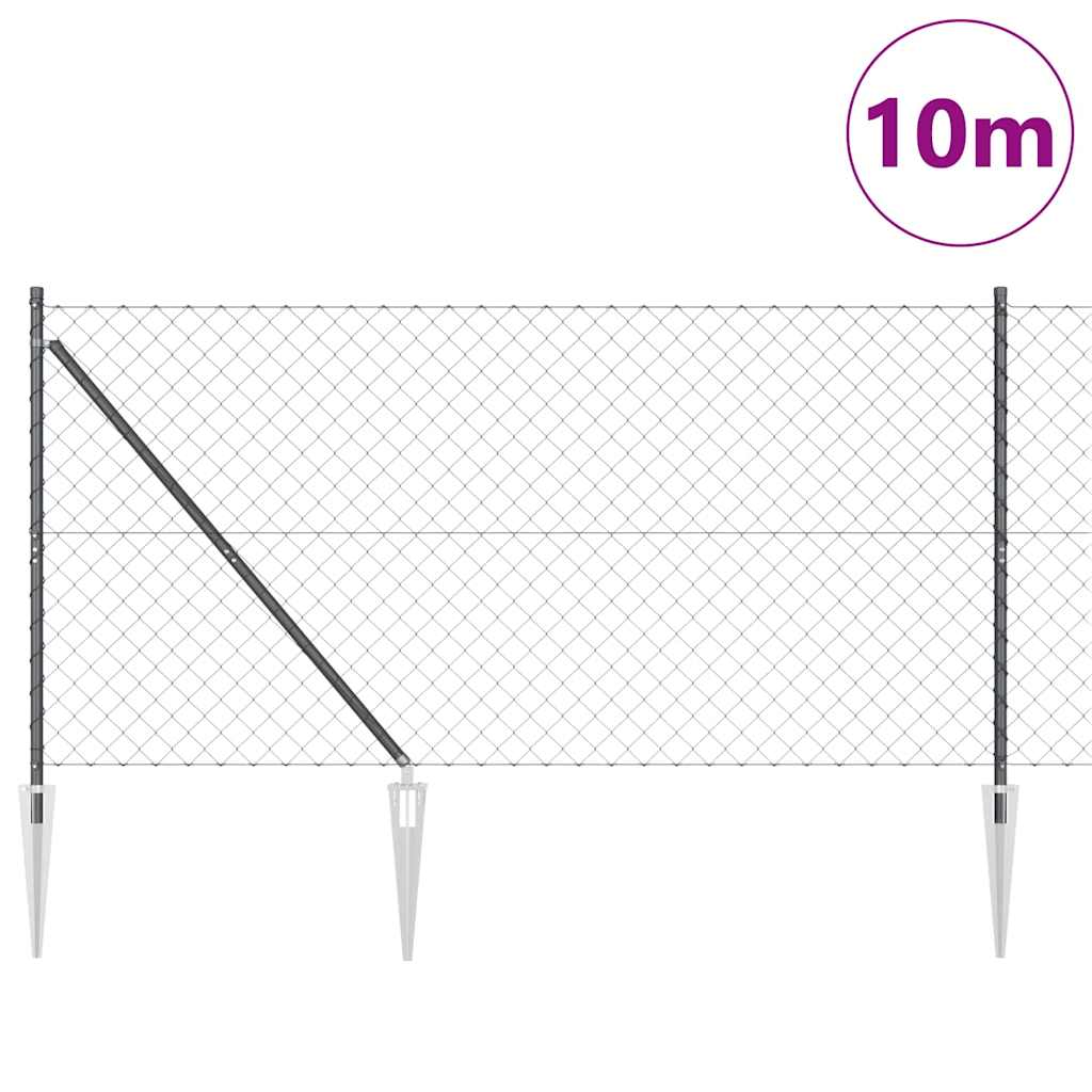Maschendrahtzaun mit Stacheln 10 x 1,2 m Grau Netz