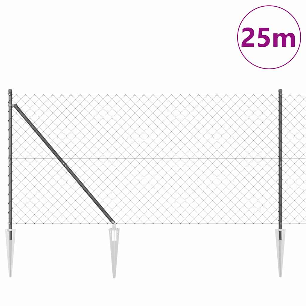 Schweißdrahtzaun mit Spikes 25 x 1,4 m (B x H)