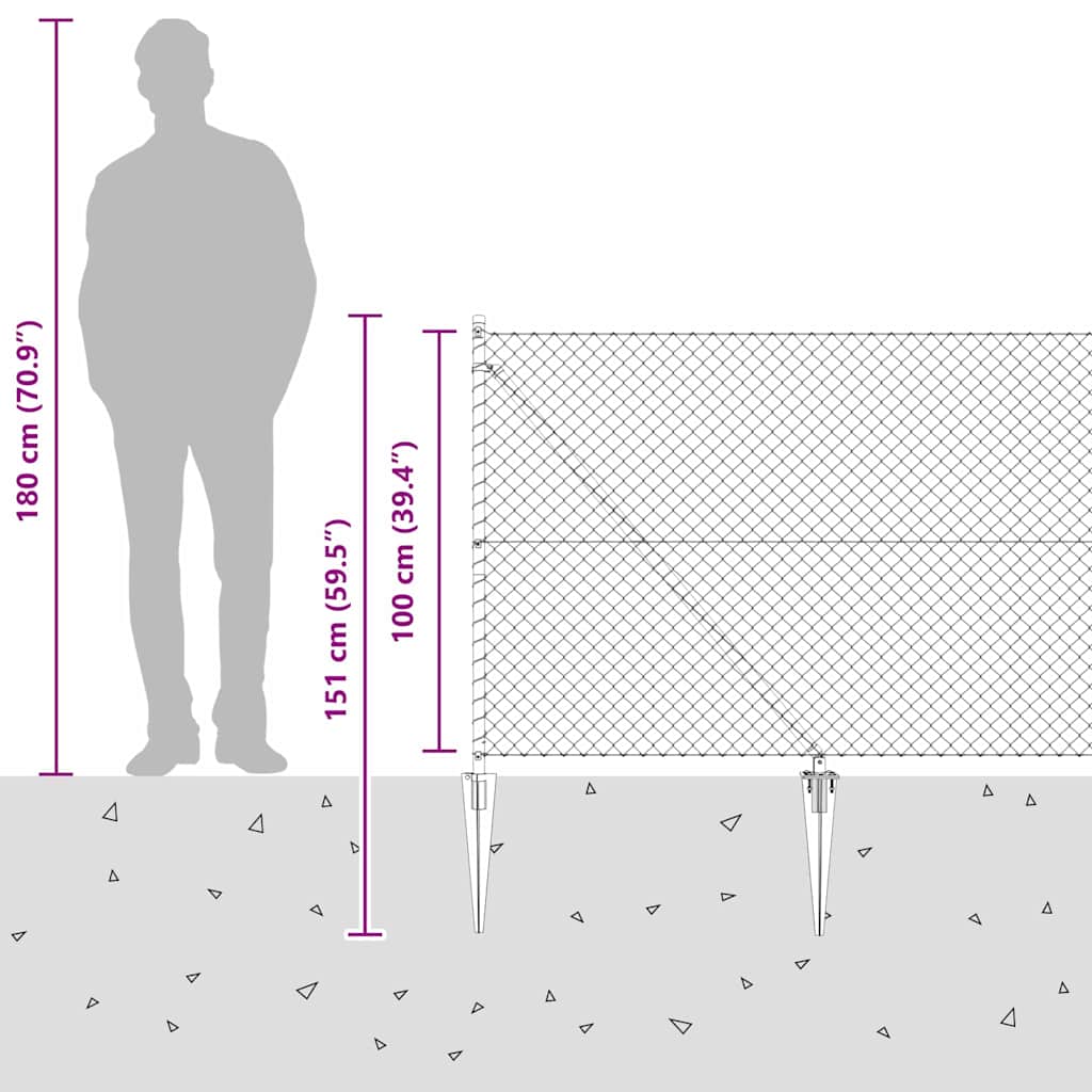 Schweißdrahtzaun mit Spikes 10 x 1 m (B x H)