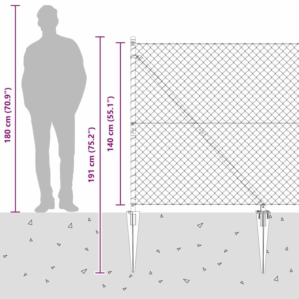Schweißdrahtzaun mit Spikes 10 x 1,4 m (B x H)