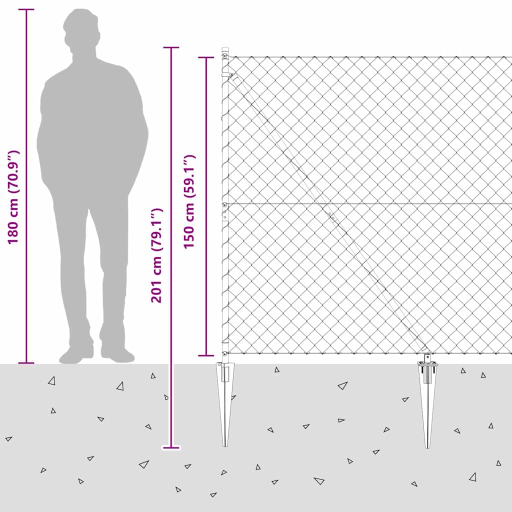 Schweißdrahtzaun mit Spikes 10 x 1,5 m (B x H)