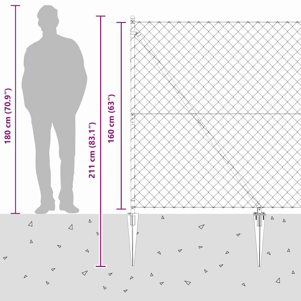 Schweißdrahtzaun mit Spikes 10 x 1,6 m (B x H)