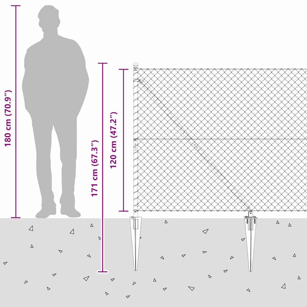 Schweißdrahtzaun mit Spikes 10 x 1,2 m (B x H)