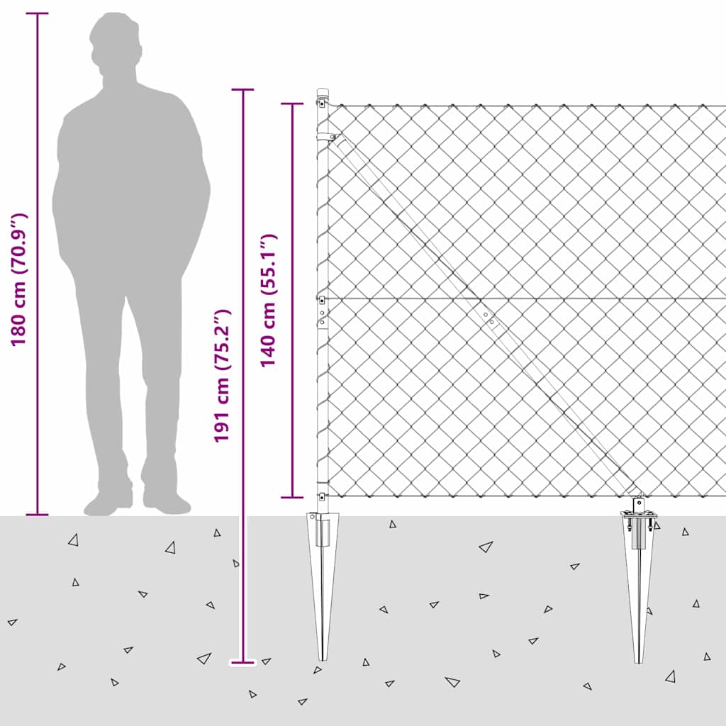 Schweißdrahtzaun mit Spikes 10 x 1,4 m (B x H)