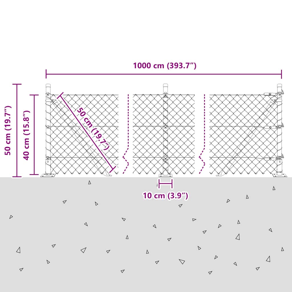 Geschweißter Drahtzaun mit Betonfundament 10 x 0,4 m (B x H)