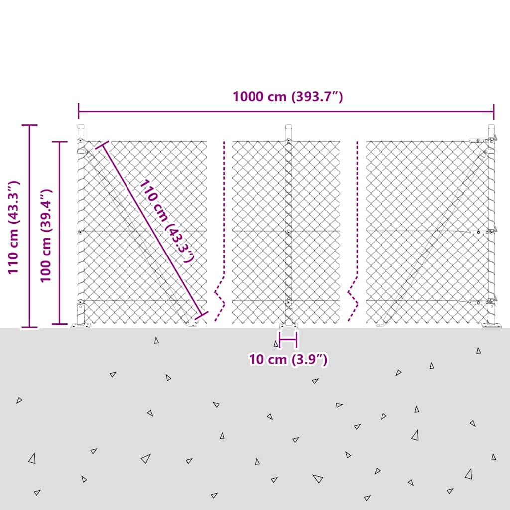 Geschweißter Drahtzaun mit Betonfundament 10 x 1 m (B x H)