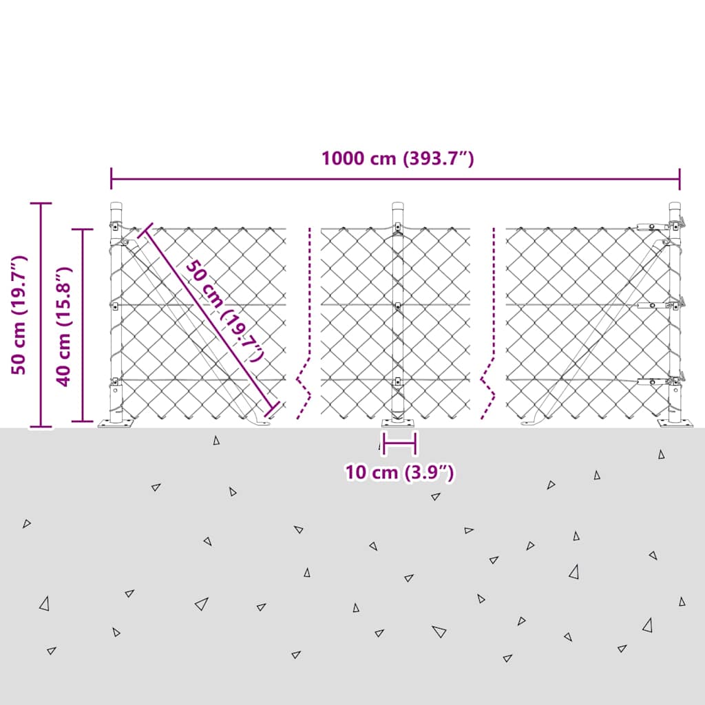 Geschweißter Drahtzaun mit Betonfundament 10 x 0,4 m (B x H)