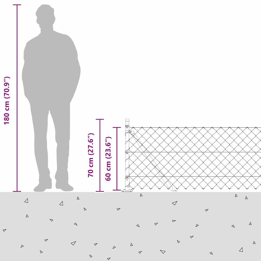 Geschweißter Drahtzaun mit Betonfundament 10 x 0,6 m (B x H)