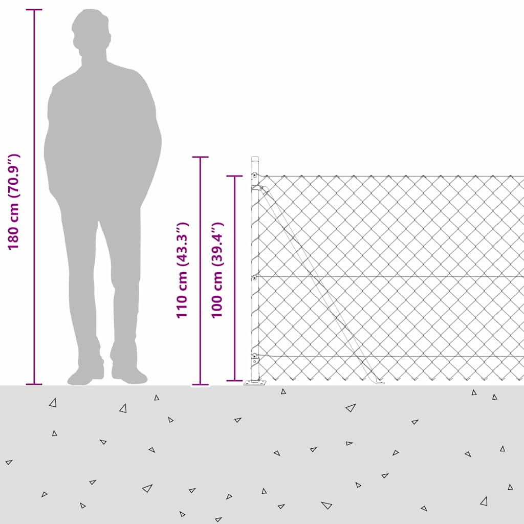 Geschweißter Drahtzaun mit Betonfundament 10 x 1 m (B x H)