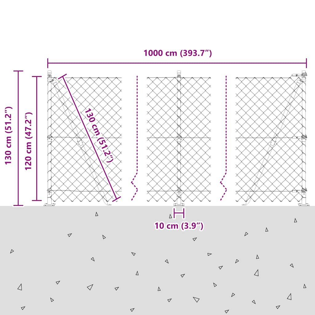 Geschweißter Drahtzaun mit Betonfundament 10 x 1,2 m (B x H)