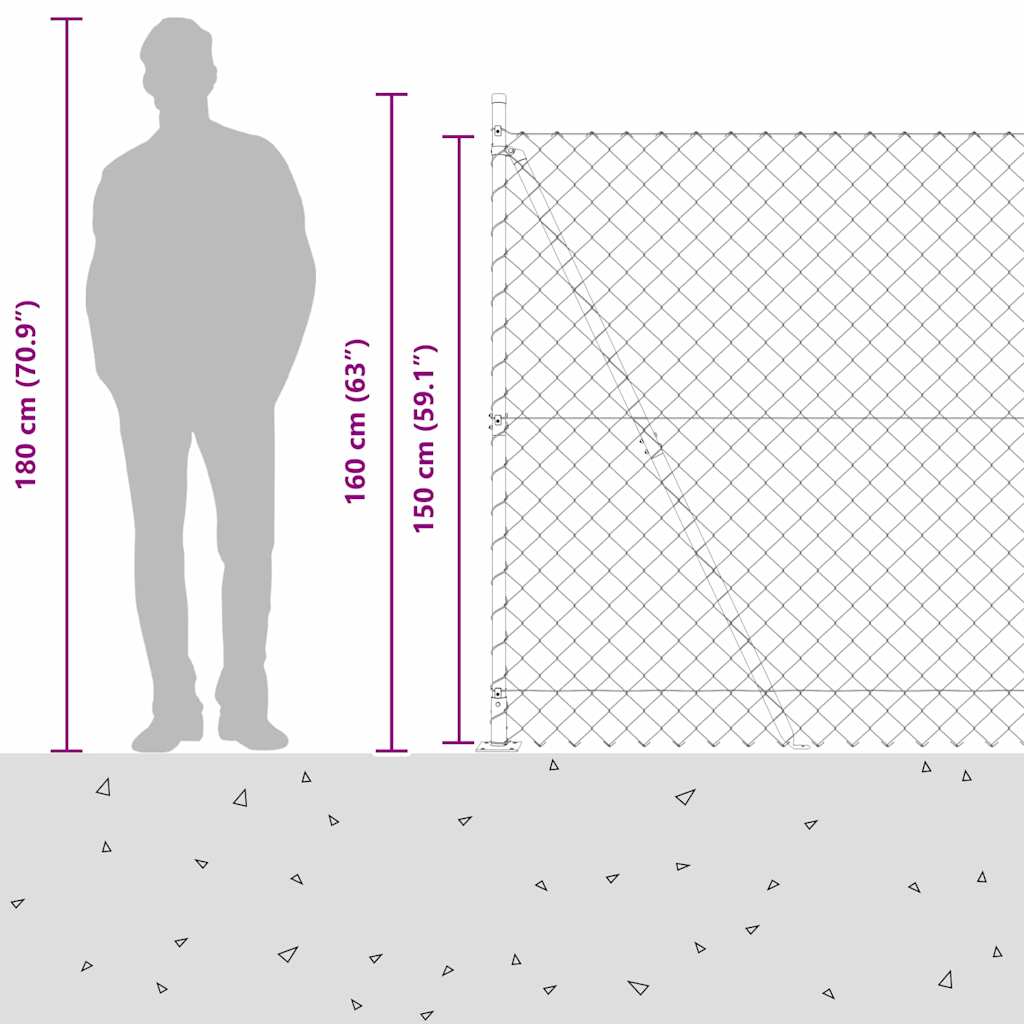 Geschweißter Drahtzaun mit Betonfundament 10 x 1,5 m (B x H)
