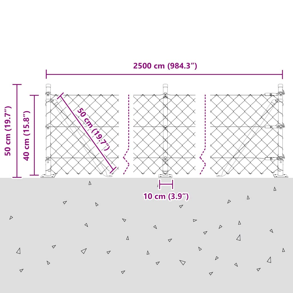Geschweißter Drahtzaun mit Betonfundament 25 x 0,4 m (B x H)