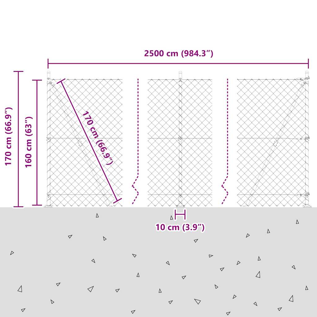 Geschweißter Drahtzaun mit Betonfundament 25 x 1,6 m (B x H)