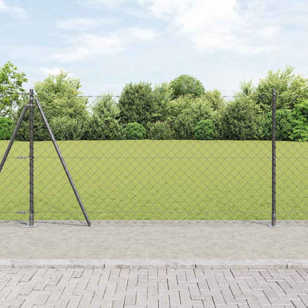 Maschendrahtzaun mit Betonsockel 10 x 1,2 m Grau Netz