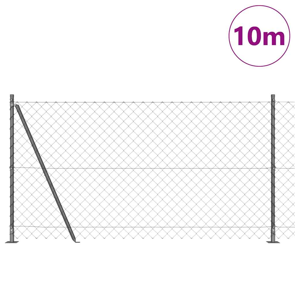 Maschendrahtzaun mit Betonsockel 10 x 1,2 m Grau Netz