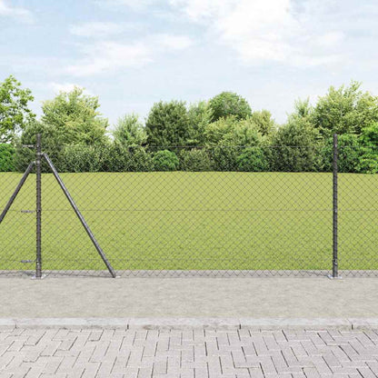 Maschendrahtzaun mit Betonsockel 25 x 1 m Grau Netz