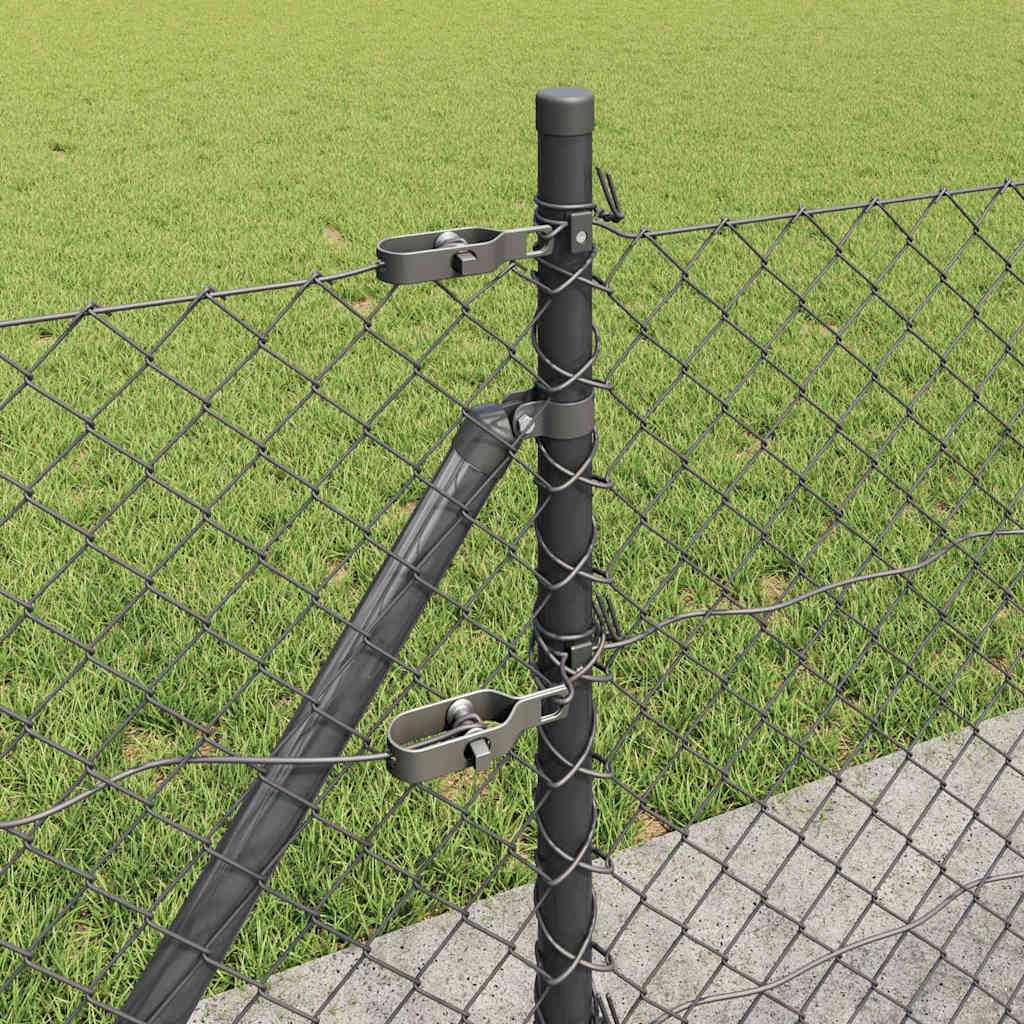 Maschendrahtzaun mit Betonsockel 25 x 0,6 m Grau Netz