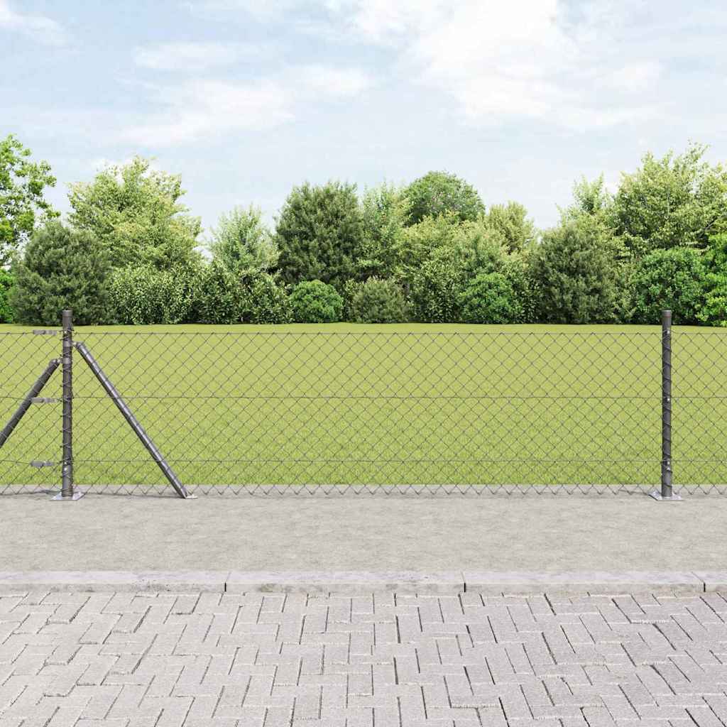 Maschendrahtzaun mit Betonsockel 25 x 0,6 m Grau Netz