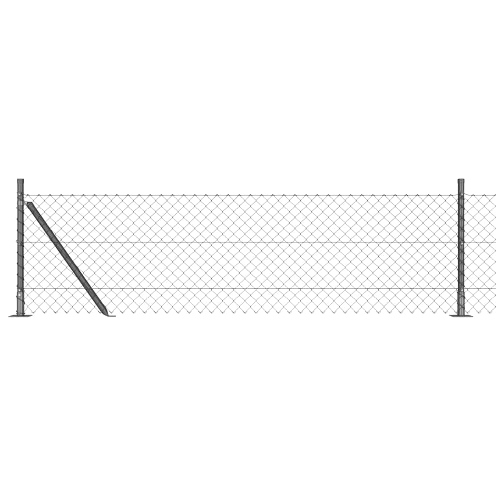 Maschendrahtzaun mit Betonsockel 25 x 0,6 m Grau Netz