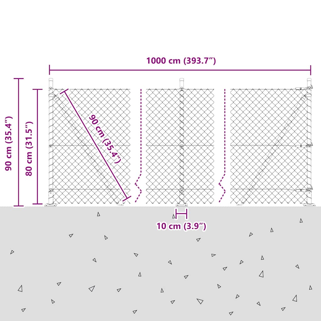 Geschweißter Drahtzaun mit Betonfundament 10 x 0,8 m (B x H)