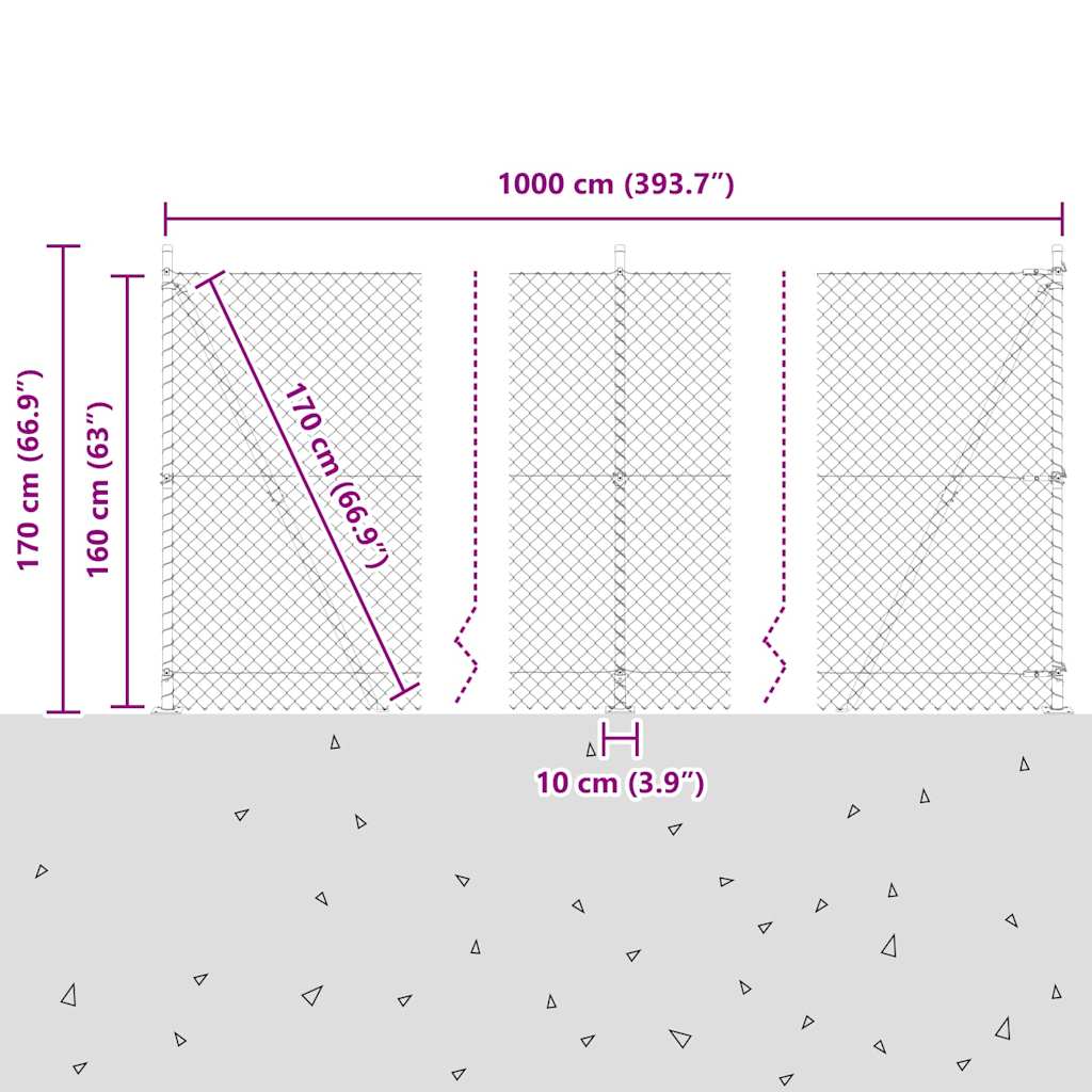 Geschweißter Drahtzaun mit Betonfundament 10 x 1,6 m (B x H)