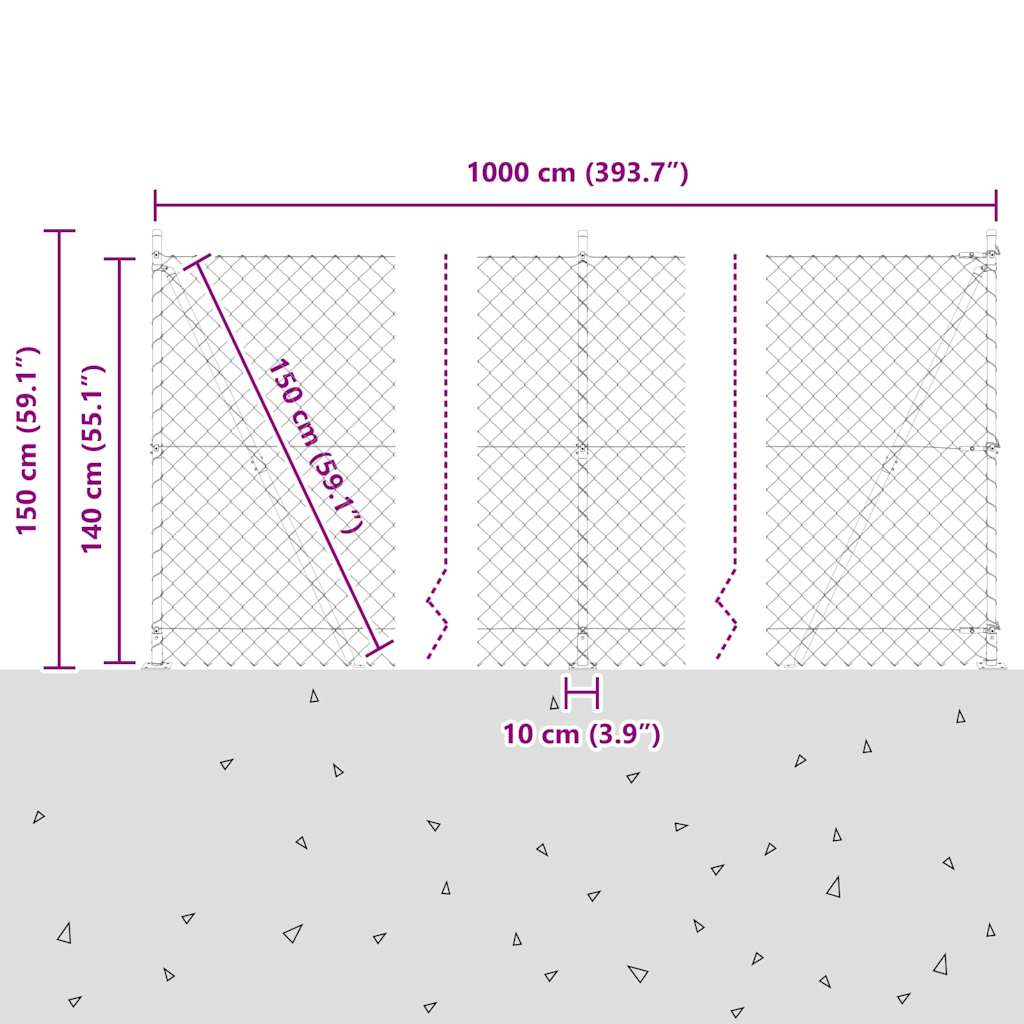 Geschweißter Drahtzaun mit Betonfundament 10 x 1,4 m (B x H)