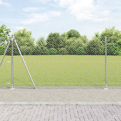 Maschendrahtzaun mit Betonsockel 25 x 1,2 m Verzinkter Stahl