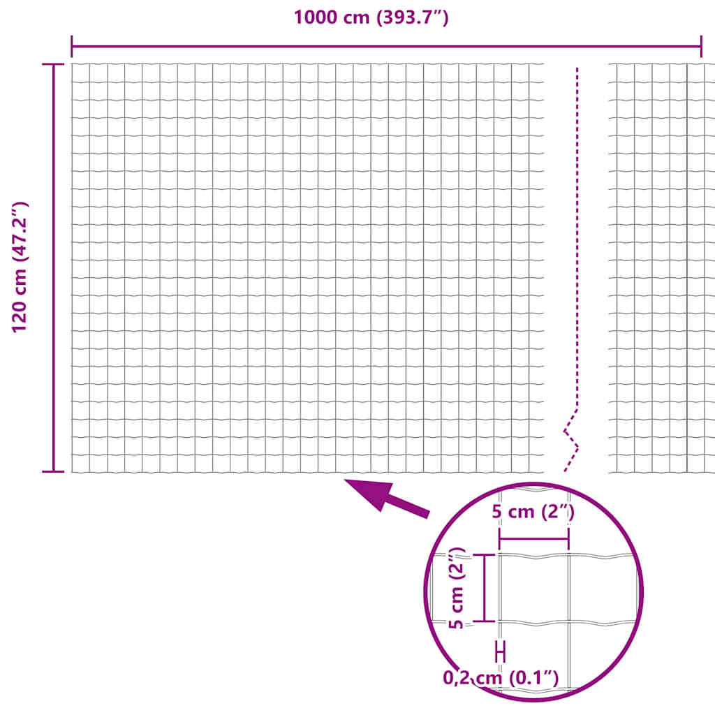 Ground Fix Geschweißter Drahtzaun 10 x 1,2 m (B x H)