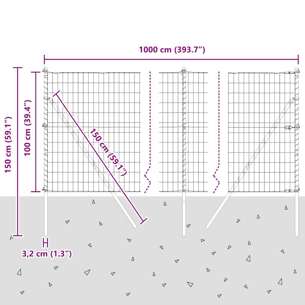 Ground Fix Geschweißter Drahtzaun 10 x 1 m (B x H)
