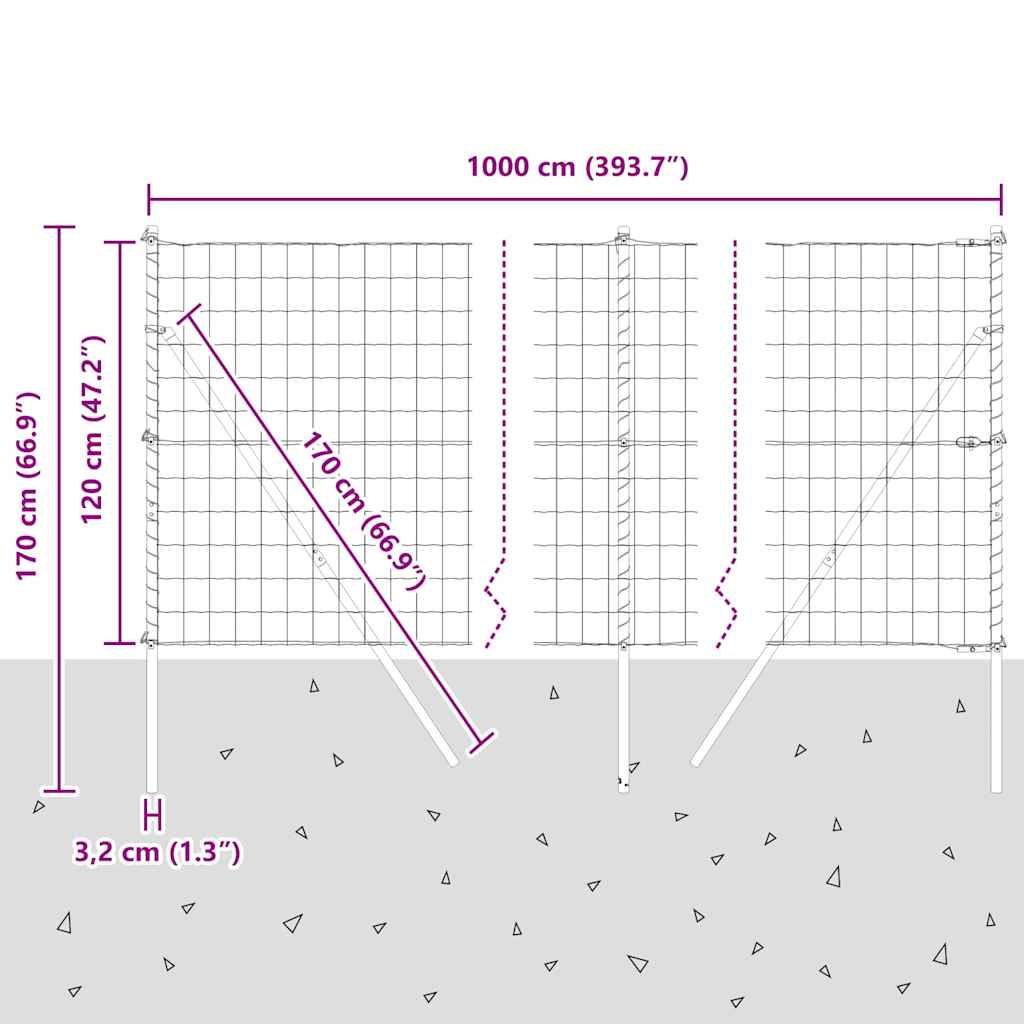 Ground Fix Geschweißter Drahtzaun 10 x 1,2 m (B x H)