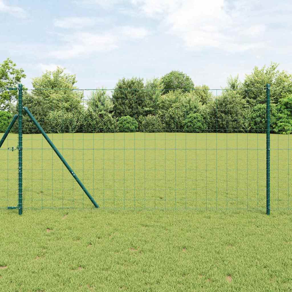 Bodenmontierter Euro-Zaun 10 x 1 m PVC-beschichteter Stahl Grün