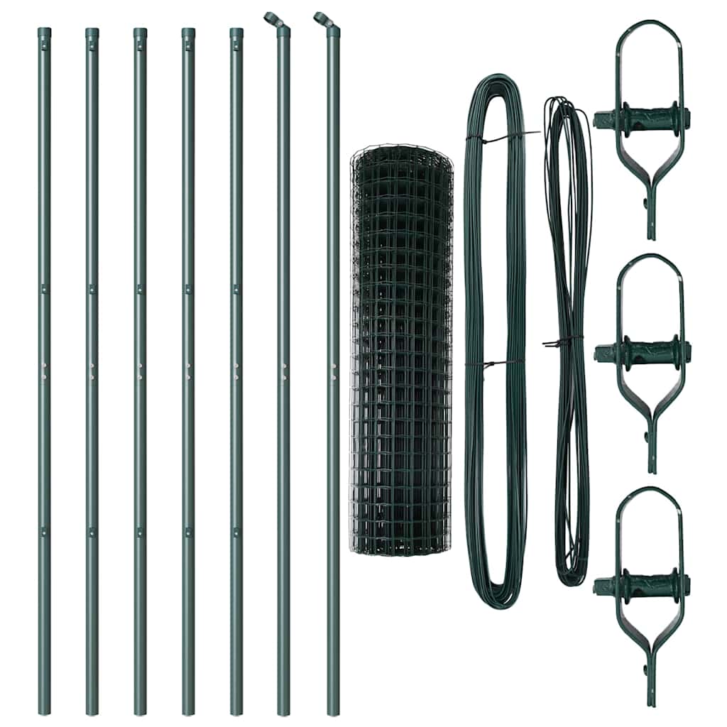 Bodenmontierter Euro-Zaun 10 x 1 m PVC-beschichteter Stahl Grün