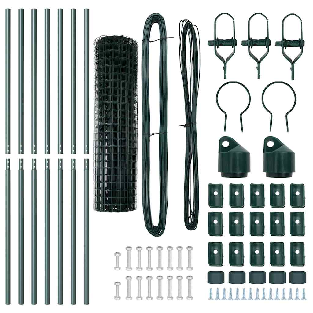Bodenmontierter Euro-Zaun 10 x 1 m PVC-beschichteter Stahl Grün