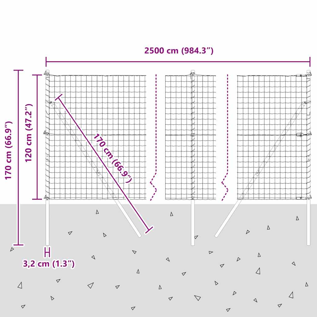 Ground Fix Geschweißter Drahtzaun 25 x 1,2 m (B x H)