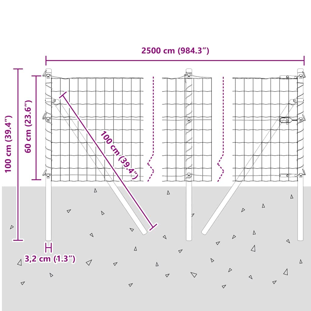 Ground Fix Geschweißter Drahtzaun 25 x 0,6 m (B x H)
