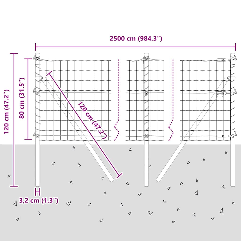 Ground Fix Geschweißter Drahtzaun 25 x 0,8 m (B x H)
