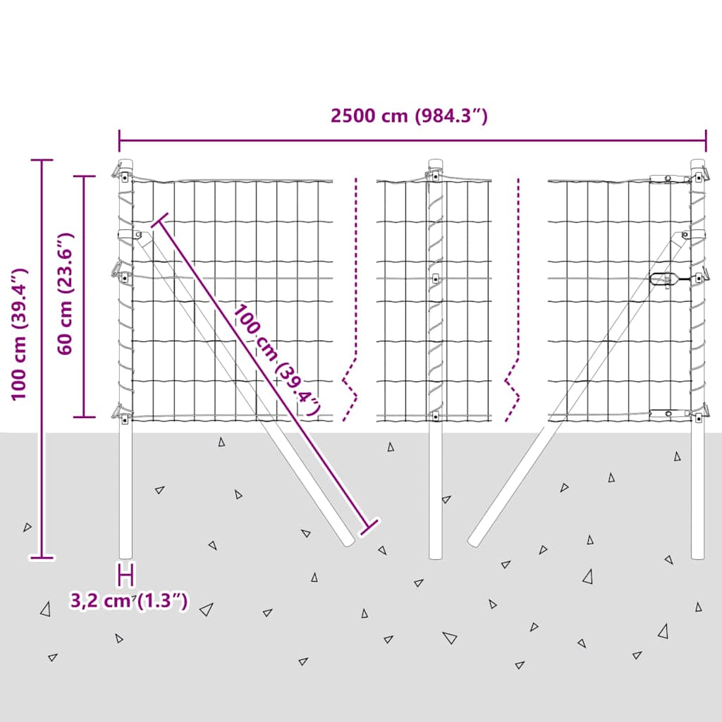 Ground Fix Geschweißter Drahtzaun 25 x 0,6 m (B x H)